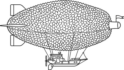 Fototapeta premium Hot air balloon carrying boat over water vector