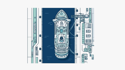 Aerial View of a Large Cruise Ship Docked at a Port. © Cinta