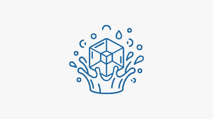 Fototapeta premium Abstract cube splashing into water illustration.