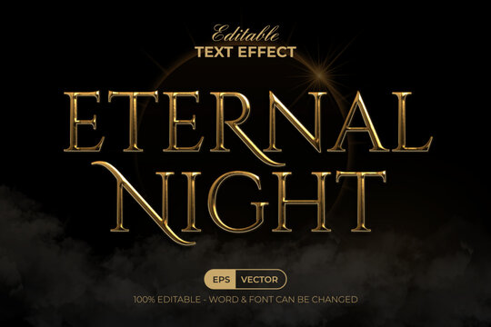 Gold Eternal Night Text Effect Halloween Style Theme. Editable Text Effect.