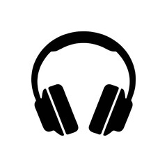 Fototapeta premium Collection of headphones and wireless earbuds icons in flat black silhouette style, modern audio devices vector set isolated on white background.
