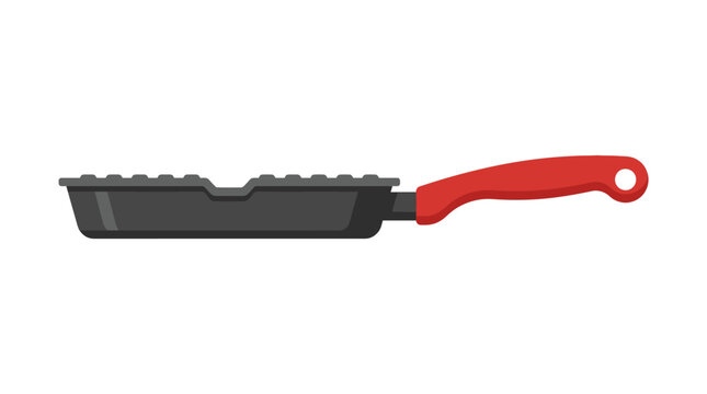 Grill Pan with Red Handle - Kitchenware for Cooking and Grilling