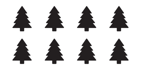Obraz premium Uniform pine tree silhouette pattern set for corporate forest sustainability and environmental conservation.