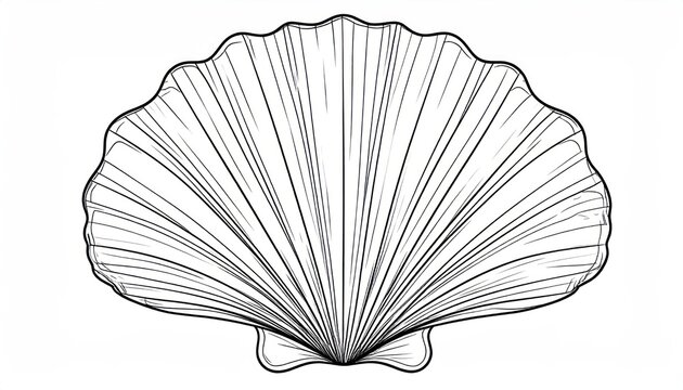 Detailed hand drawn seashell line art graphic.