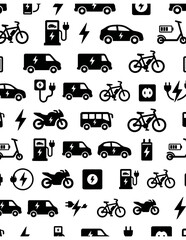 Fototapeta premium Electric vehicles and bicycles icons on a white 20260628 background
