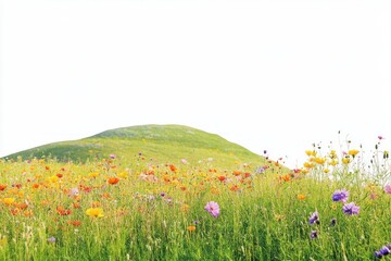 Obraz premium Flower grass fields hill colorful blossoms.