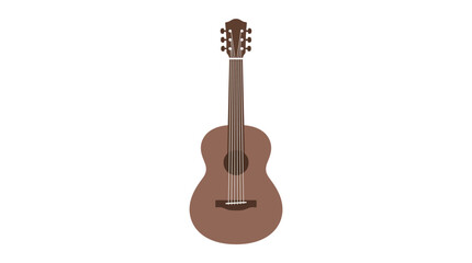 Fototapeta premium Acoustic Guitar Illustration - Simple Brown Guitar on White Background