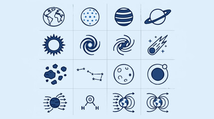 Astronomy and Science Flat Design Vector Icons © Vectora