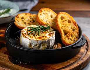 Grillowany pieczony ser camembert z grzankami i rozmarynem © Monika Janiak-Klicha