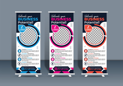 Stylish corporate business roll up banner signage standee template unique design