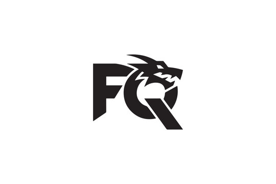 Fq logo featuring a fierce dragon head integrated into the lettering for a bold identity