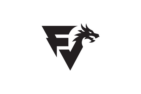 Fv logo featuring a fierce dragon head integrated with geometric design