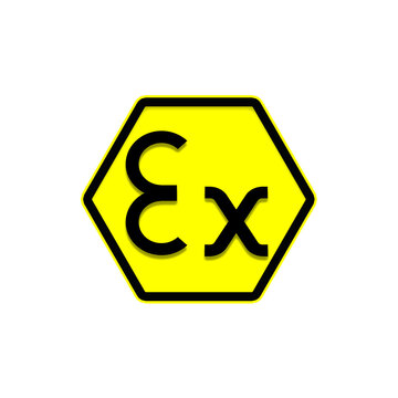 ATEX directive regulation (Equipment intended for use in explosive atmospheres) is a norm to protect manufacturer employees and users. Transparent background.