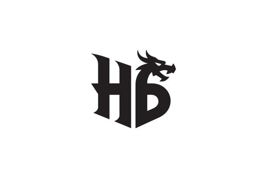 Iconic hb logo featuring a fierce dragon head integrated with stylized letters