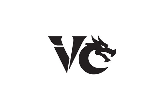 Iconic vo logo design featuring a fierce dragon head integrated seamlessly