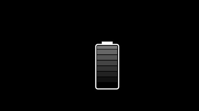 Battery Level Indicator Progressing From Full To Empty On Black