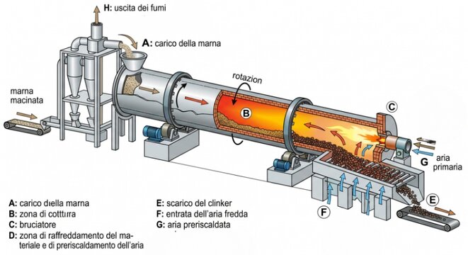 schema impianto di produzione del cemento