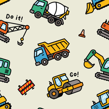 Heavy Equipment Truck Seamless Pattern Vector