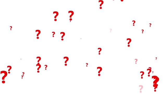 Animation stock videos Question mark animation motion graphic effects. 4k background. Questions marks animated flying particles explosion videos. Red Question mark icon white screen videos.