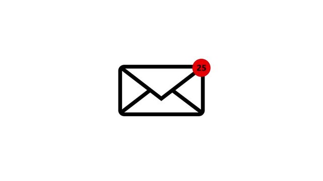Email inbox notification count increasing over time on white background