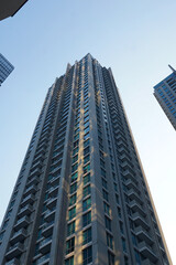 Fototapeta premium Central business district buildings view from below