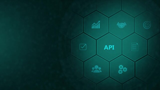 Api integration and digital transformation concept with hexagonal business and network connectivity motion
