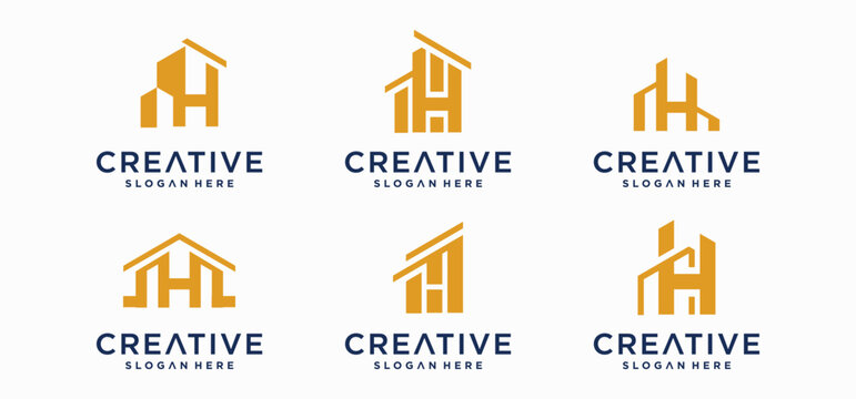 Modern Construction Letter H Logo Design with Geometric Architecture Style
