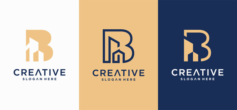 Modern Letter B Building Logo Design for Construction and Architecture