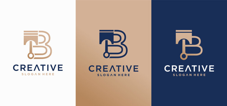 Modern Letter B Piston Technology Logo Design for Automotive Engineering
