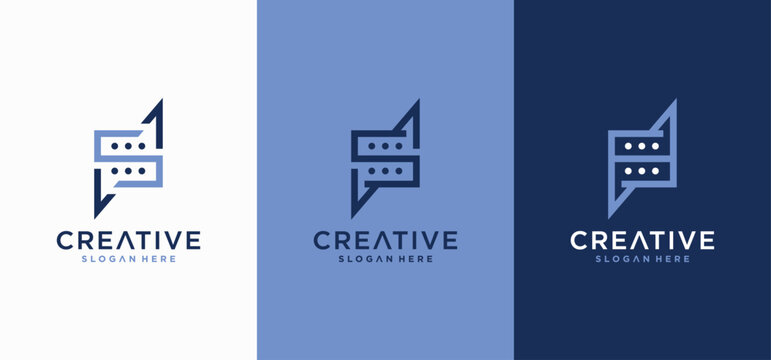Speech bubble logo initial S logo vector illustration logo communication chat logo design chat application vector