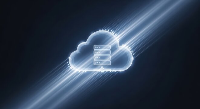 Modern cloud computing infrastructure with data storage visualization