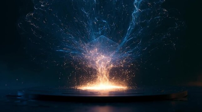 Quantum data oasis with fixed perspective glowing energy pulses (AI Generated)