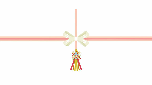 Decorative Bow With Tassels Flat Vector Illustration On White Background