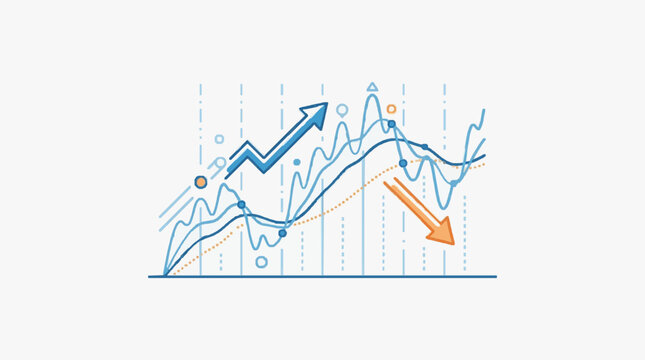 Financial Market Graph Showing Upward and Downward Trends.