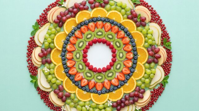 Colorful Seasonal Fruits Flat Lay