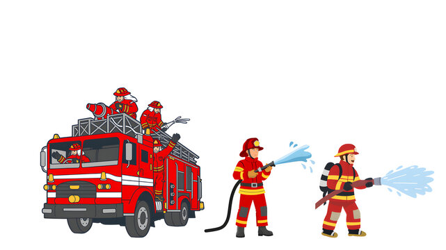 fireman with fire extinguisher