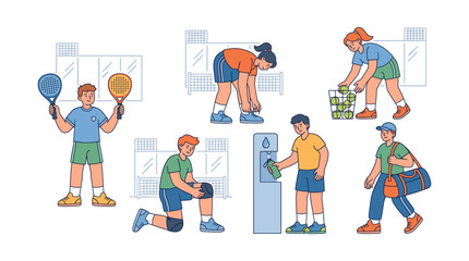 Fototapeta premium Diverse people engaged in various sports and fitness activities. Padel.