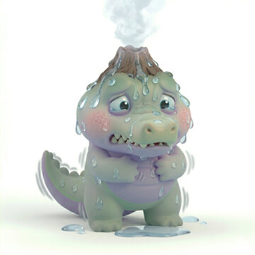 3D cute green crocodile character emoticon for chat app sticker - dddd