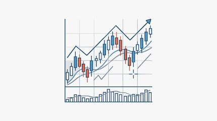 Fototapeta premium Financial Stock Market Candlestick Chart Showing Upward Trend.