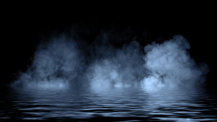 Naklejka premium View mystic smoke on the floor. Paranormal fog isolated on black background. Design element.
