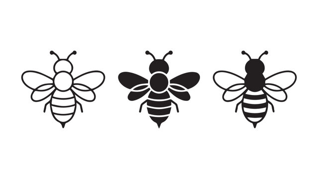 Three bee icons white background
