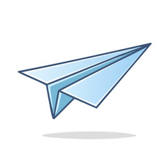 Naklejka premium Light Blue Paper Airplane Flying Through the Air with Subtle Shadow