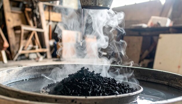 Steaming black coffee in glass cup on saucer.