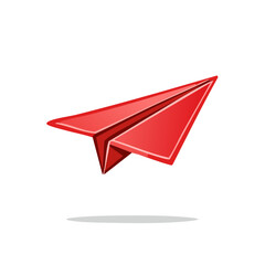 Naklejka premium Vibrant red paper airplane in flight representing creativity and imagination