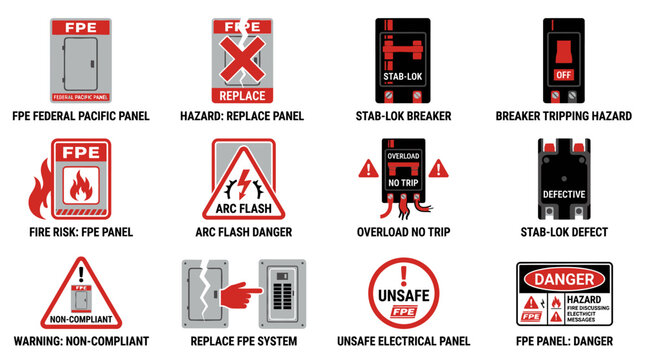 FPE Electrical Panel Warnings: Hazard, Danger, Non-Compliant, Defect, Fire Risk
