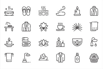 Fototapeta premium Modern Beauty Salon and Self Care Outline Vector Icon Collection