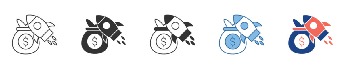 Fototapeta premium Dynamic icon representing rapid financial growth, investment acceleration, and successful business startup launch, symbolizing speed and wealth creation, and financial progress