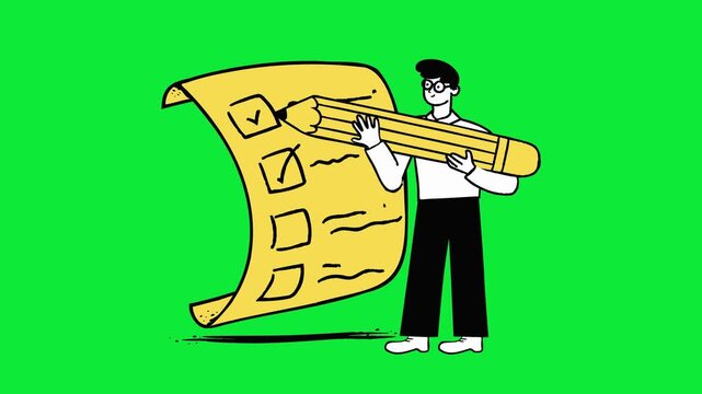 Vector Fill Answer Marks Animation | Quiz Checkbox and Checkmark Motion Graphics Green Screen