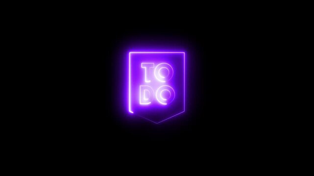 Neon purple todo list shield animation on black background