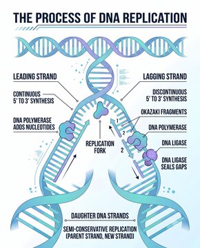 DNA Replication Process Scientific Infographic Diagram
